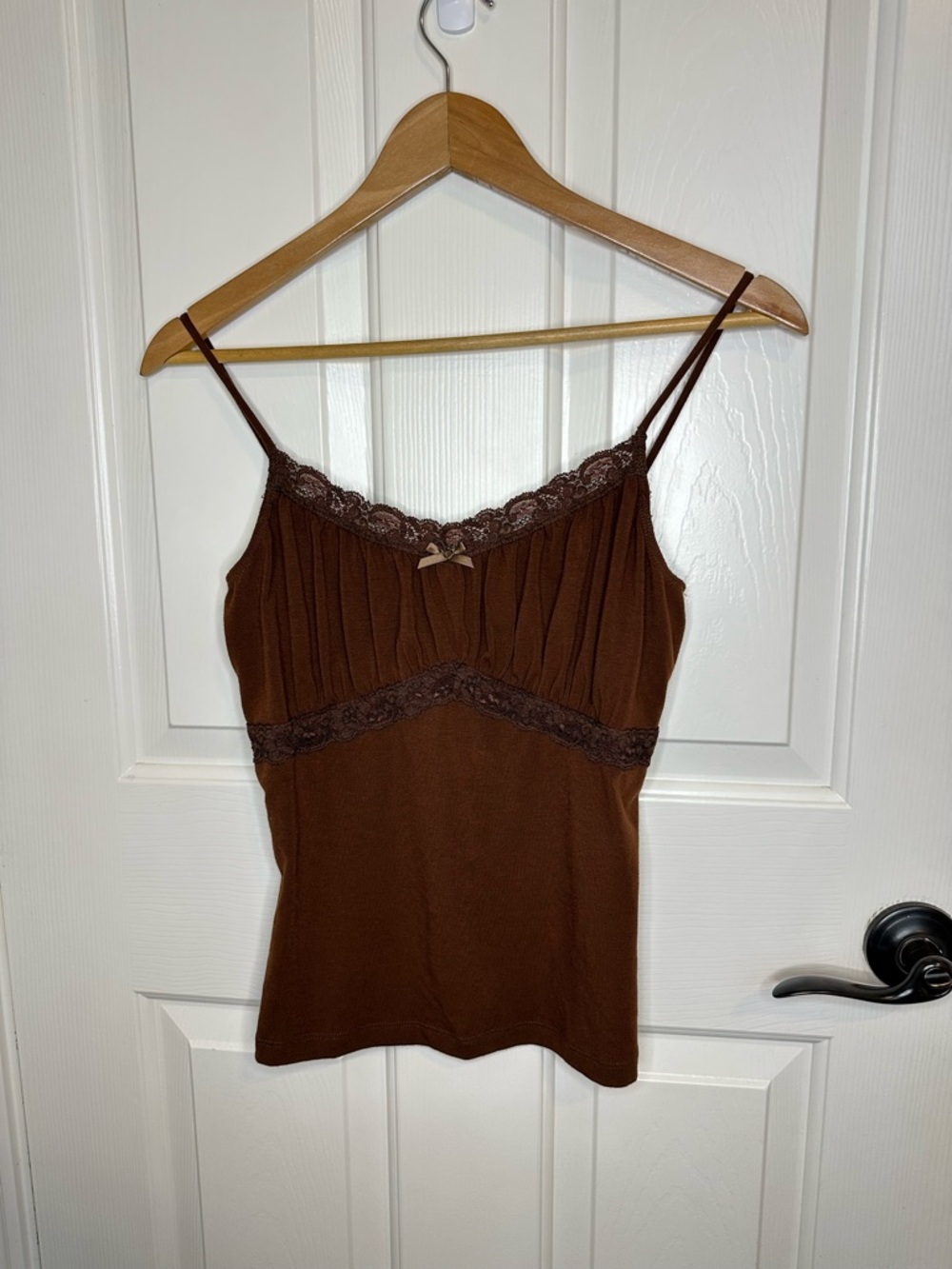 NWT Deadstock Wet Seal Chocolate Brown Babydoll Milkmaid Cami Top L Coquette Y2K